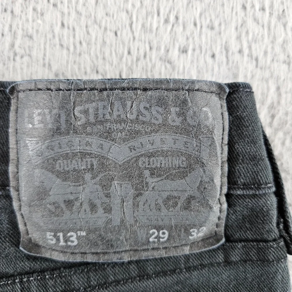 Levis Jeans Mens 29x32 Gray 513 Slim Straight Stretch‎ Denim Work Pants